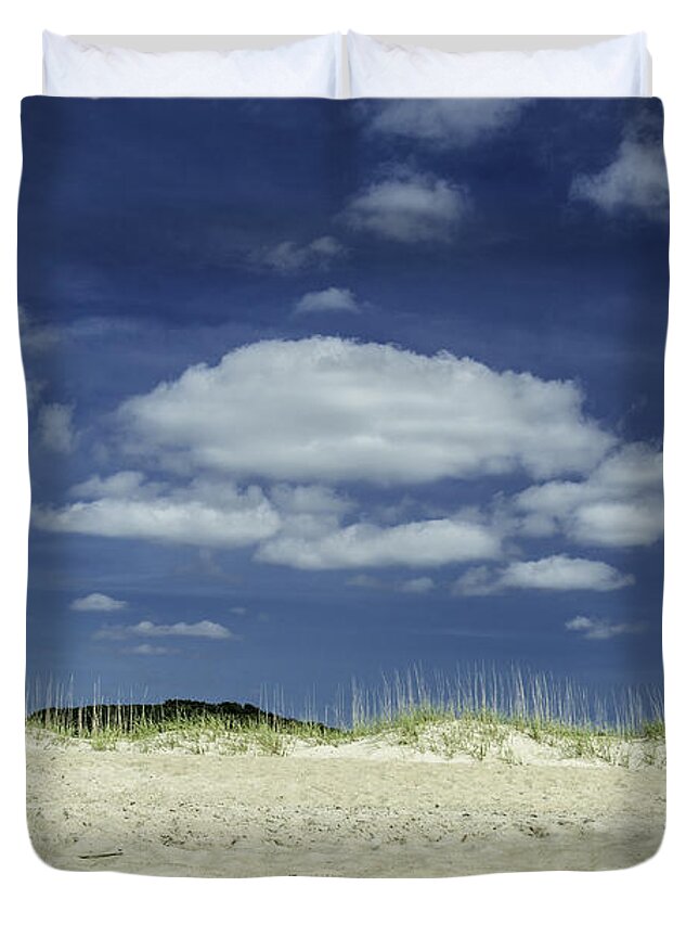Sea Duvet Cover featuring the photograph Sand Grass and Sky by WAZgriffin Digital