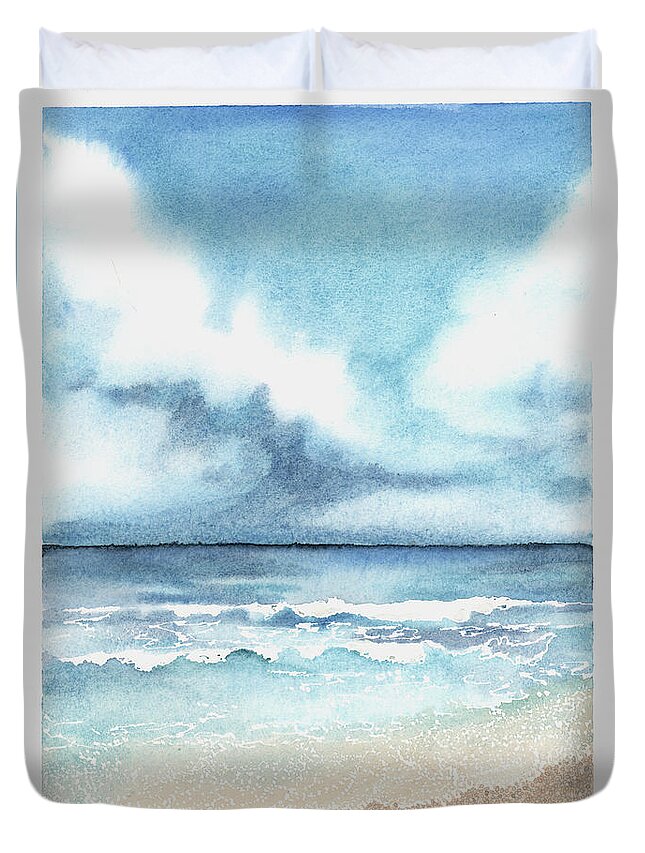 Beach Duvet Cover featuring the painting Sand Key by Hilda Wagner
