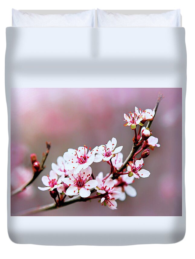 Sandcherry Blossoms Duvet Cover featuring the photograph Sandcherry Blossoms by Carolyn Derstine