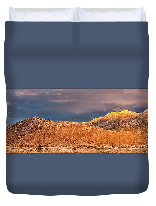 Winter Duvet Cover featuring the photograph Sandia Crest Stormy Sunset 2 by Alan Vance Ley