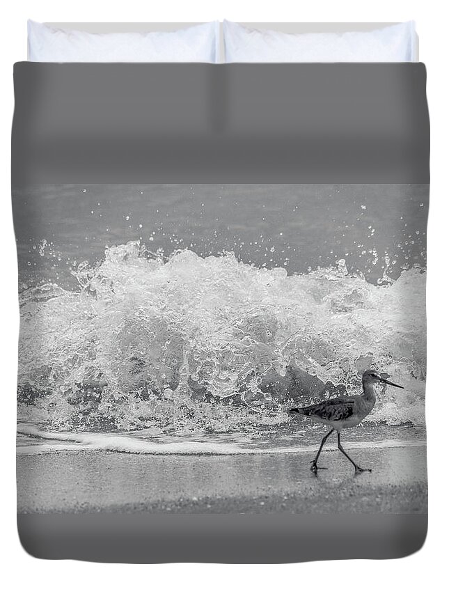 Florida Duvet Cover featuring the photograph Sandpiper Splash Venice Florida by Lawrence S Richardson Jr