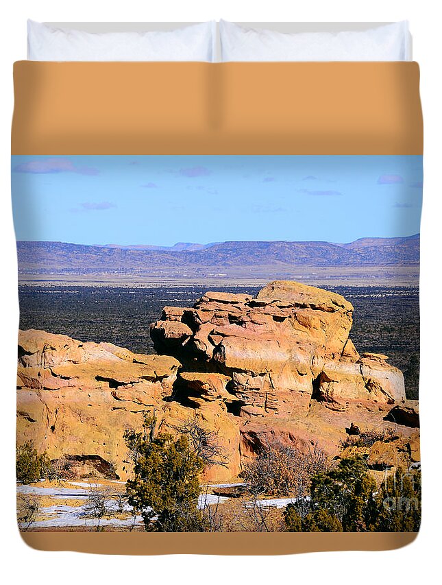 Southwest Landscape Duvet Cover featuring the photograph Sandstone bluff by Robert WK Clark