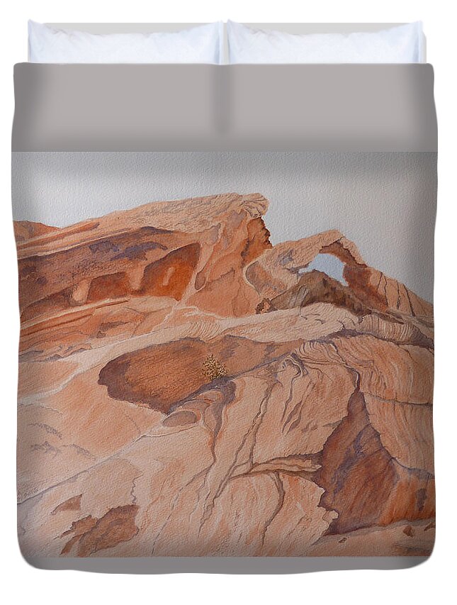 Eastern Nevada State Parks Duvet Cover featuring the painting Sandstone Rainbow by Joel Deutsch