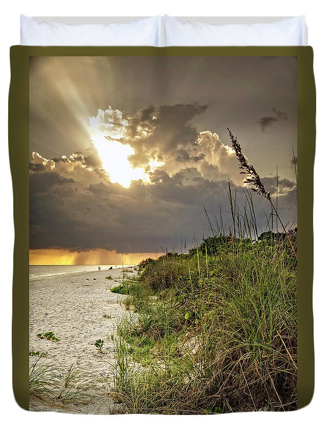 Sanibel Island Duvet Cover featuring the photograph Sanibel Dune At Sunset by Greg and Chrystal Mimbs