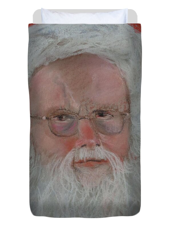 Christmas Duvet Cover featuring the pastel Santa by Arlen Avernian - Thorensen