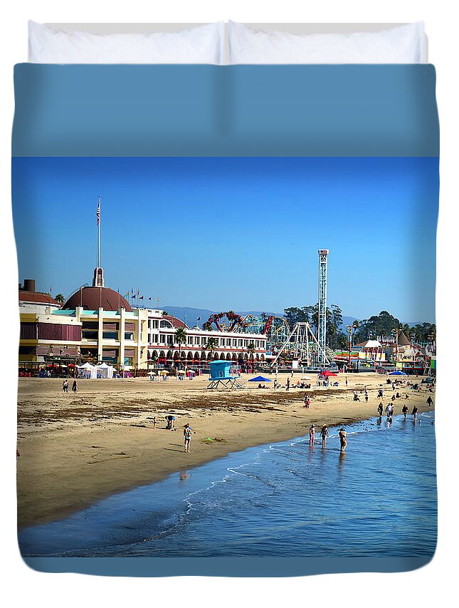 Westcliff Duvet Cover featuring the photograph Santa Cruz Boardwalk by Joyce Dickens