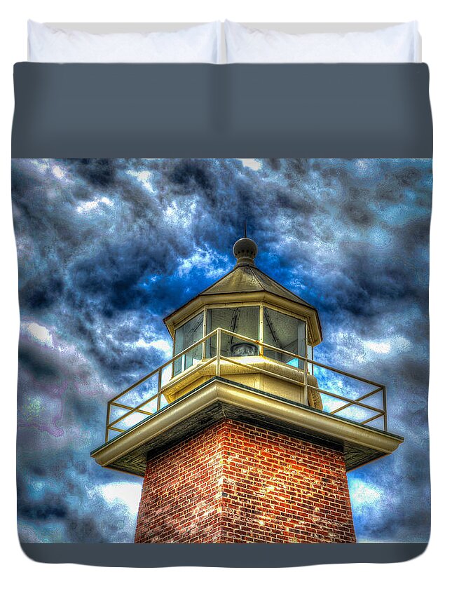 Mark Abbott Lighthouse Duvet Cover featuring the photograph Santa Cruz Light by Paul LeSage