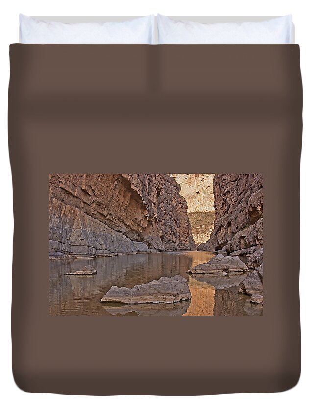 Rio Grande Duvet Cover featuring the photograph Santa Elena Canyon by Angie Schutt
