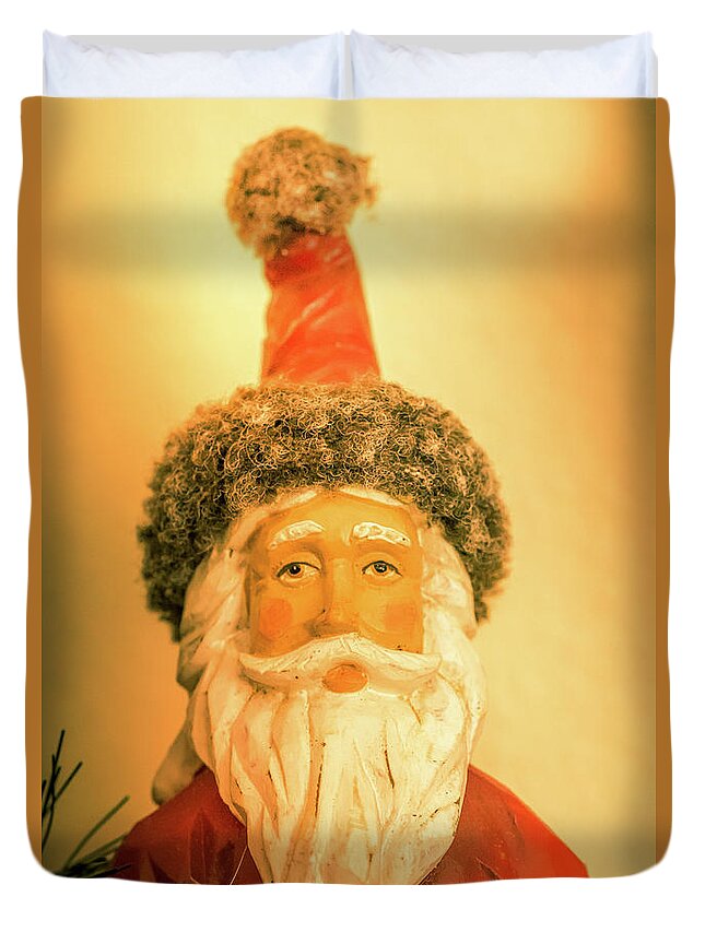 Santa Duvet Cover featuring the photograph Santa Is Watching by Allin Sorenson