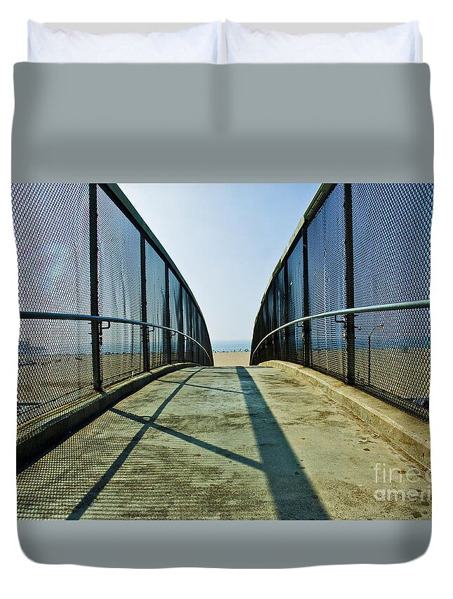 Sun Duvet Cover featuring the photograph Santa Monica Beach California by Micah May