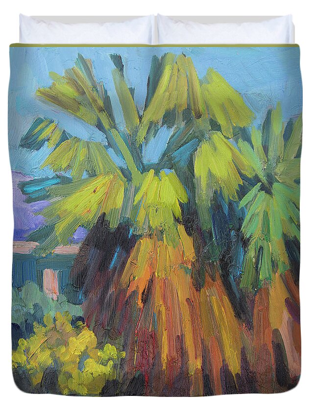 Palms Duvet Cover featuring the painting Santa Rosa Visitors Center Palms by Diane McClary