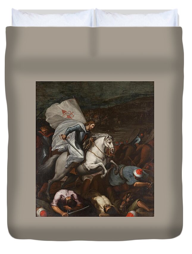 Santiago At The Battle Of Clavijo Duvet Cover featuring the painting Santiago at the Battle of Clavijo by Carducho