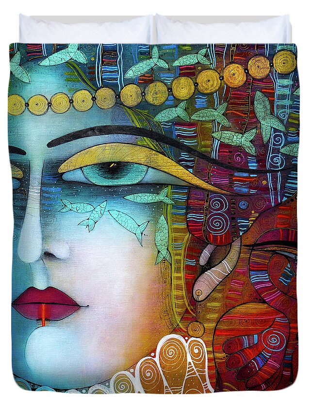 Albena Duvet Cover featuring the painting Sardinia On My Mind by Albena Vatcheva