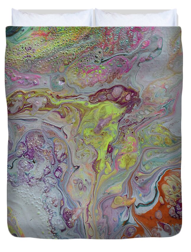 Abstract Duvet Cover featuring the painting Sassy by Dawn Hough Sebaugh