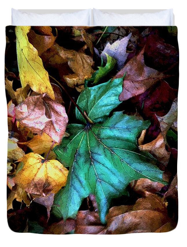 Autumn Duvet Cover featuring the painting Satin Leaves by RC DeWinter