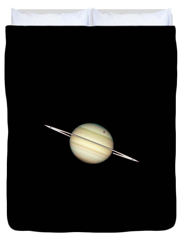 Saturn Duvet Cover featuring the photograph Saturn and Moons by Weston Westmoreland