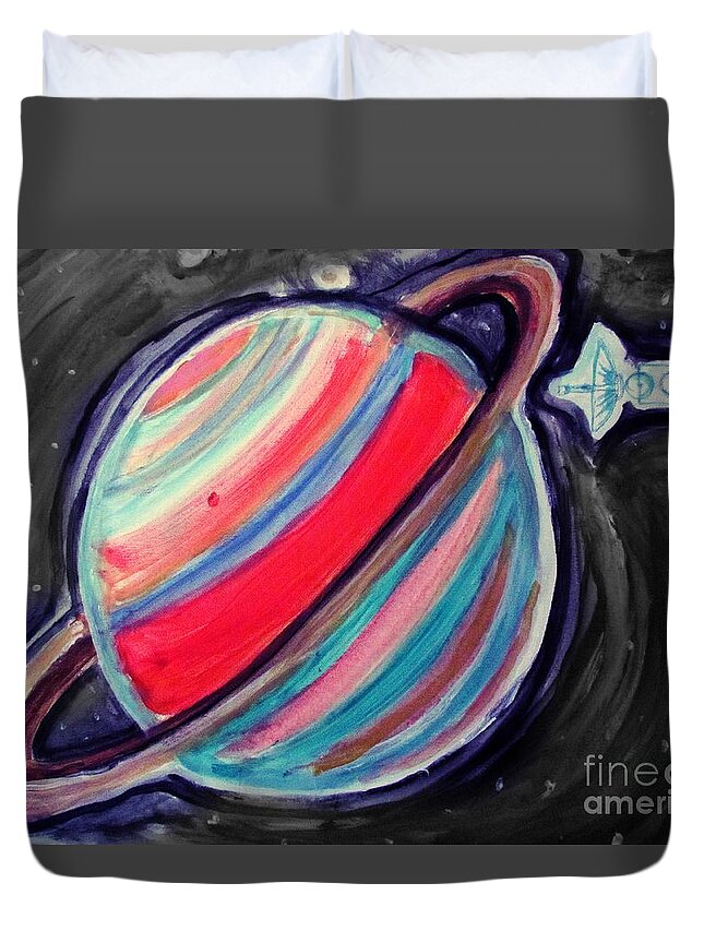 Saturn Duvet Cover featuring the painting Saturn by Stanley Morganstein