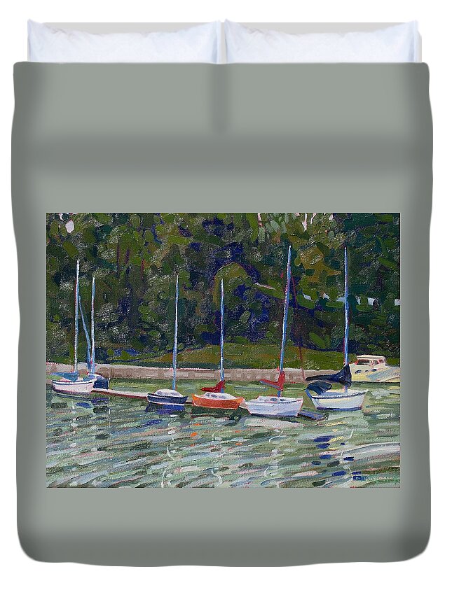 910 Duvet Cover featuring the painting Saugeen Sails by Phil Chadwick