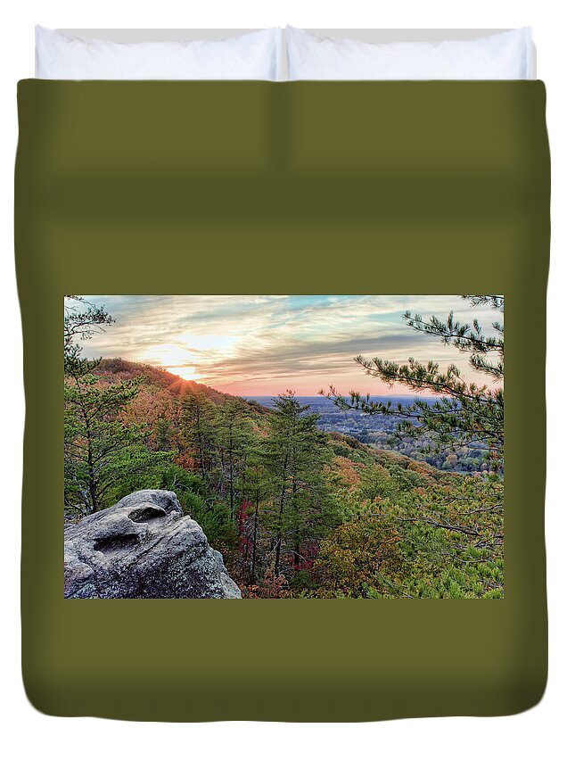 Sawnee Duvet Cover featuring the photograph Sawnee Mountain and the Indian Seats by Anna Rumiantseva