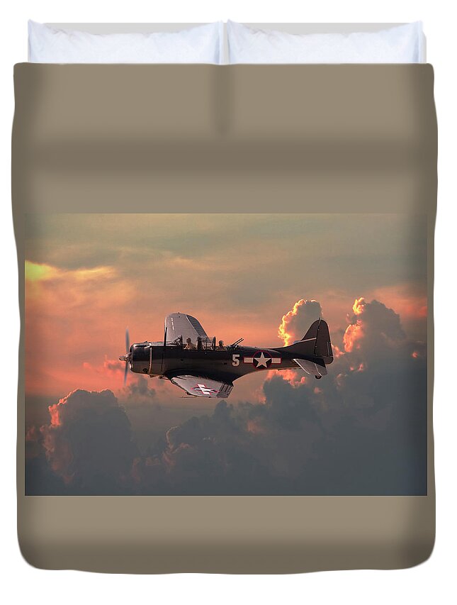 Aircraft Duvet Cover featuring the digital art SBD - Dauntless by Pat Speirs