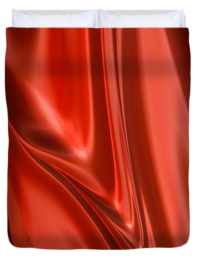 Red Duvet Cover featuring the digital art Scarlet Flow by John Edwards