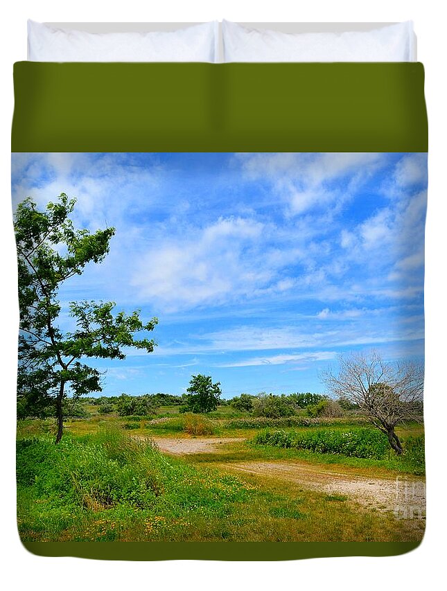 Path Duvet Cover featuring the photograph Scene at Silver Sands by Dani McEvoy