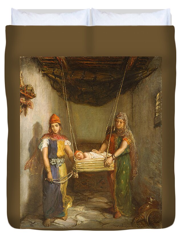 Theodore Chasseriau Duvet Cover featuring the painting Scene in the Jewish Quarter of Constantine by Theodore Chasseriau