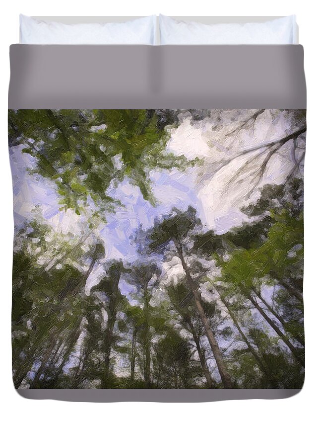 Trees Duvet Cover featuring the painting Scenic Forest Trees from East Texas Painting Picture Fine Art Pr by M K Miller
