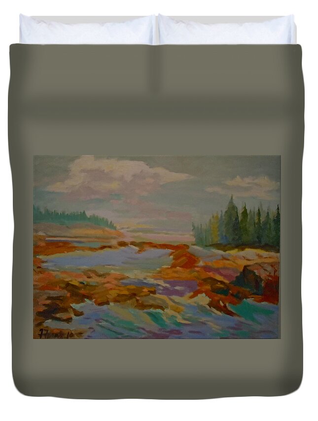 Maine Landscape Duvet Cover featuring the painting Schoodic Inlet 2 by Francine Frank
