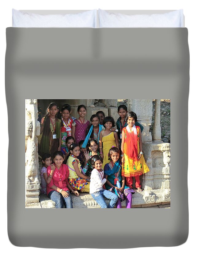 India Duvet Cover featuring the photograph School class by Sabine Meisel