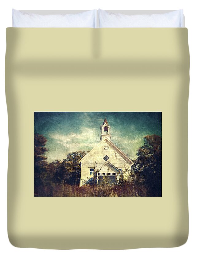 Abandoned Duvet Cover featuring the photograph Schoolhouse 1895 by Scott Norris