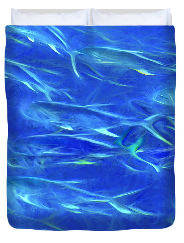 Fish Duvet Cover featuring the digital art Schooling Fish #1 by George Robinson