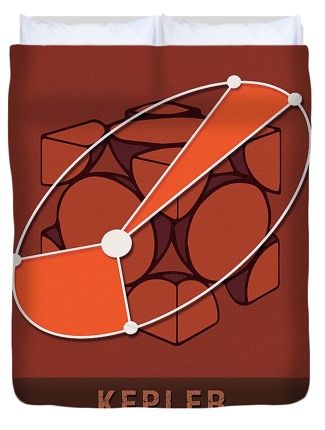 Kepler Duvet Cover featuring the mixed media Science Posters - Johannes Kepler - Mathematician, Astronomer by Studio Grafiikka