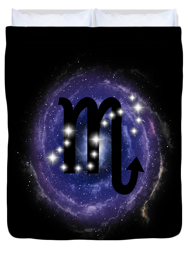 Scorpio Duvet Cover featuring the digital art Scorpio Zodiac Sign Stars Constellation by Garaga Designs