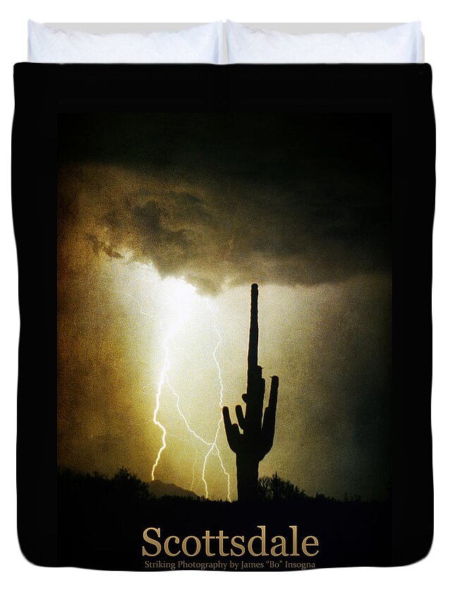 Scottsdale Duvet Cover featuring the photograph Scottsdale Arizona Fine Art Lightning Photography Poster by James BO Insogna
