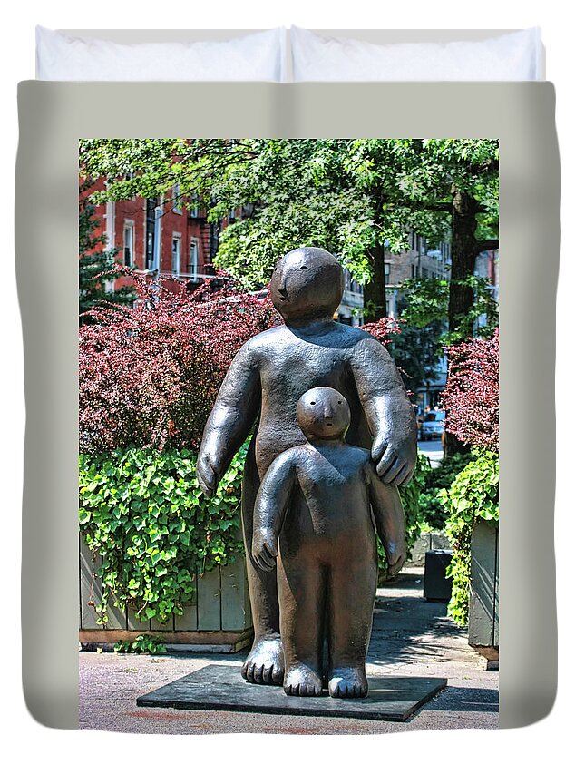Broadway Duvet Cover featuring the photograph Sculpture - Two Together by Allen Beatty