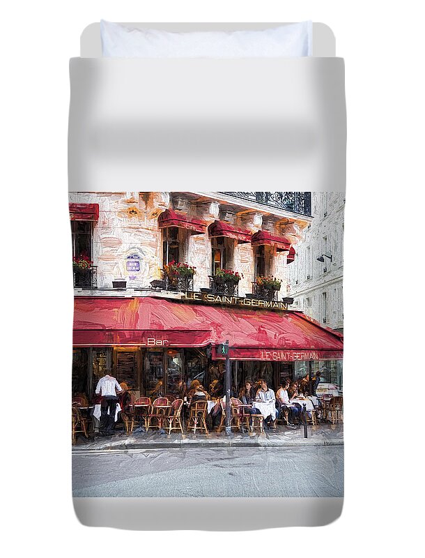 Restaurant Duvet Cover featuring the photograph Le Saint Germain by John Rivera