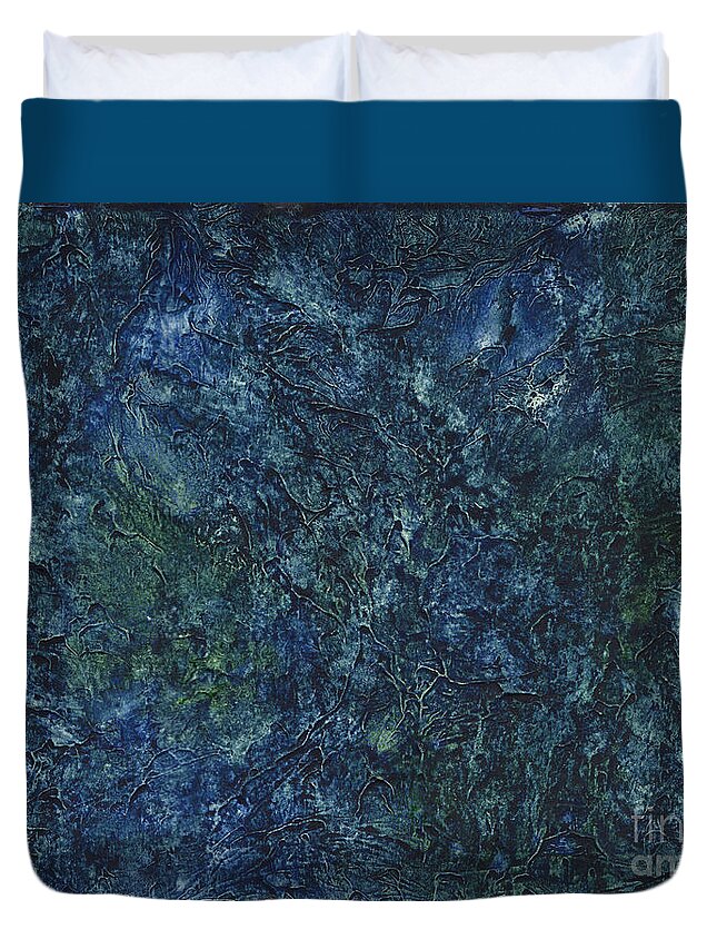 Deep Blue Duvet Cover featuring the painting Sea Blue, Sea Green by Conni Schaftenaar
