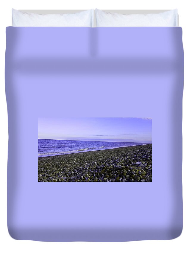 Beach Duvet Cover featuring the photograph Sea Escape In Twilight Blue by Rowena Tutty