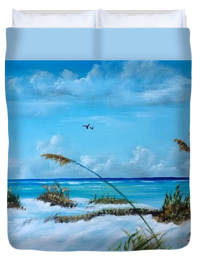 Sea Grass Duvet Cover featuring the painting Sea Grass On The Key by Lloyd Dobson