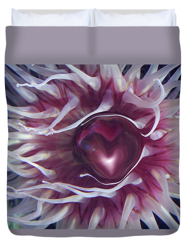 Sea Heart Duvet Cover featuring the digital art Sea Heart by Linda Sannuti