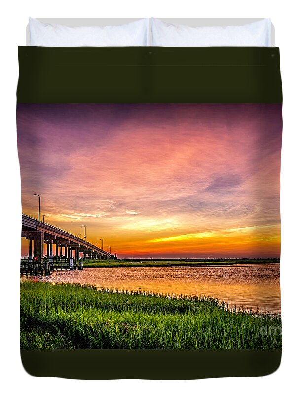 Sunset Duvet Cover featuring the photograph Sea Isle Sunset by Nick Zelinsky Jr