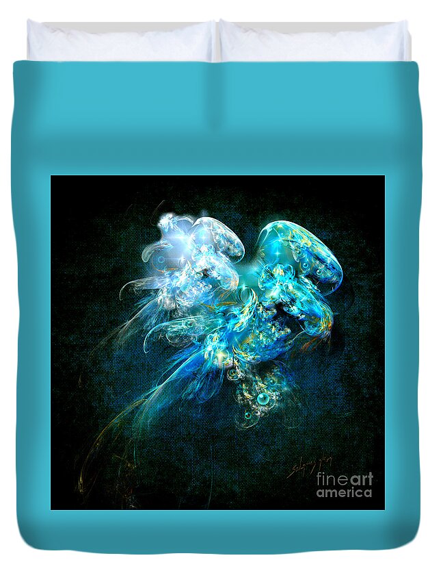 Sea Duvet Cover featuring the painting Sea jellyfish by Alexa Szlavics