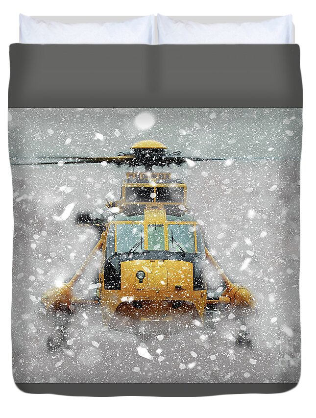 Sikorsky Duvet Cover featuring the digital art Sea King Snow by Airpower Art