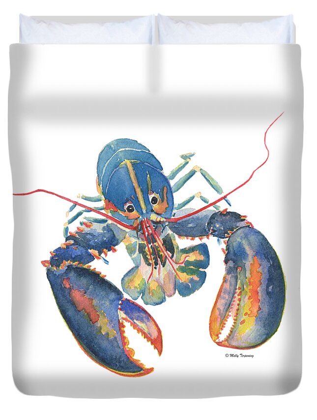 Sea Lobster Duvet Cover featuring the painting Sea Lobster by Melly Terpening