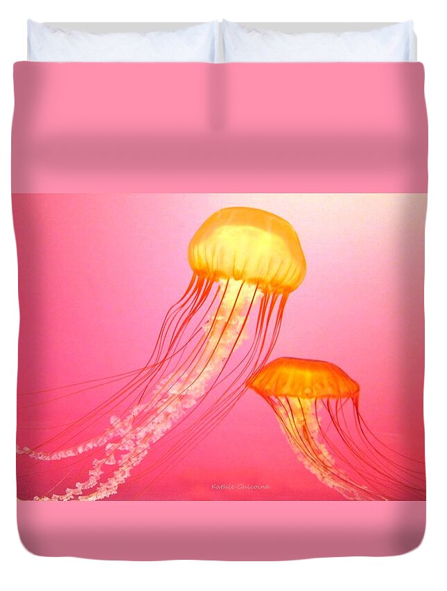 Photography Duvet Cover featuring the photograph Sea Nettles - 2 by Kathie Chicoine