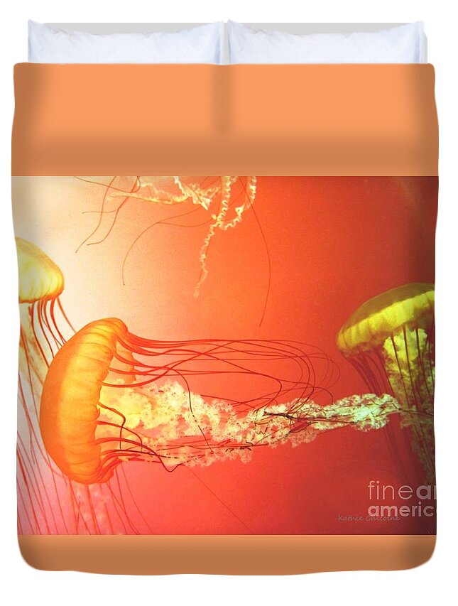 Photography Duvet Cover featuring the photograph Sea Nettles by Kathie Chicoine