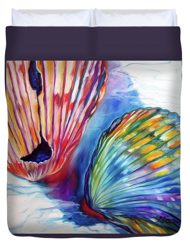 Sea Duvet Cover featuring the painting Sea Shell Abstract II by Marcia Baldwin