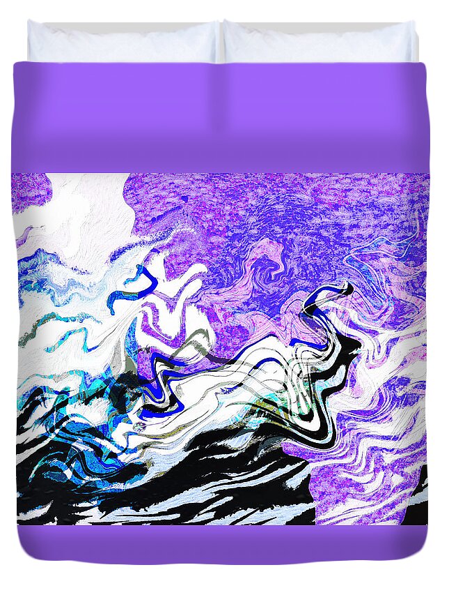 Swirling Duvet Cover featuring the digital art Sea Spirits by Mathilde Vhargon