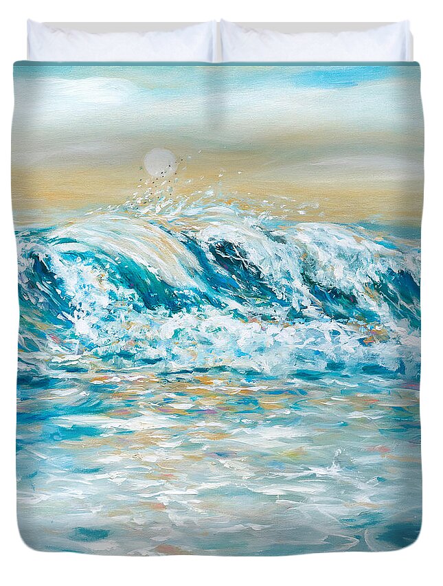 Wave Duvet Cover featuring the painting Sea Spray by Linda Olsen